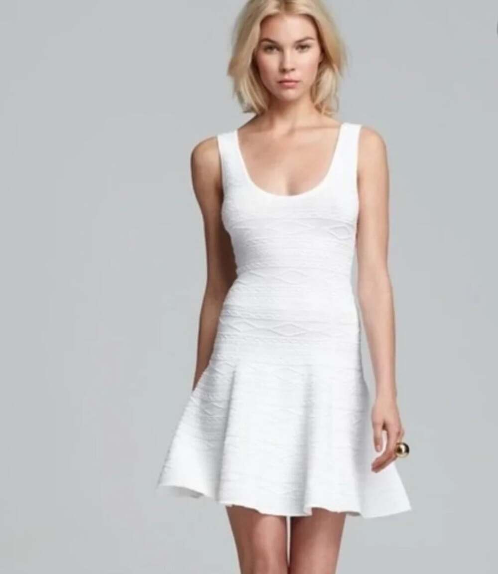 TORN by RONNY KOBO Women Sleeveless Fit Flare Mini Dress Sz M Ivory 28-5